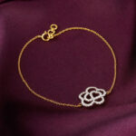Gold Plumeria Diamond Bracelet - Image 2