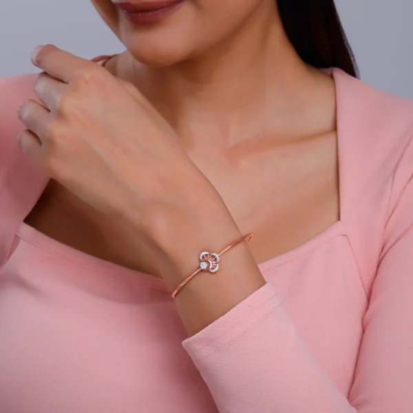 Rose Gold Alhambra Diamond Bangle - Image 2
