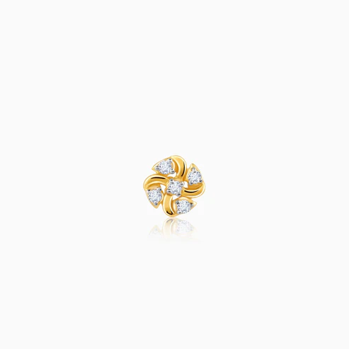 Gold Pinwheel Diamond Nose Pin