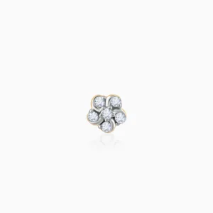 Gold Burst of Flower Diamond Nose Pin