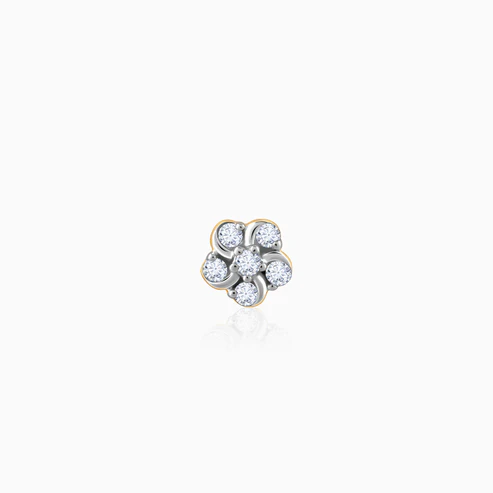Gold Burst of Flower Diamond Nose Pin