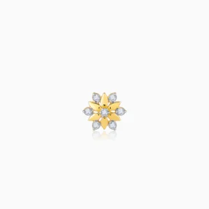 Gold Shinny Floret Diamond Nose Pin
