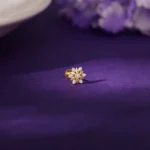 Gold Shinny Floret Diamond Nose Pin - Image 2