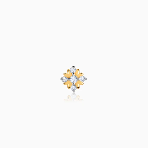 Gold Supernova Diamond Nose Pin
