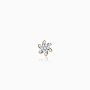 Gold Magnificent Flower Diamond Nose Pin
