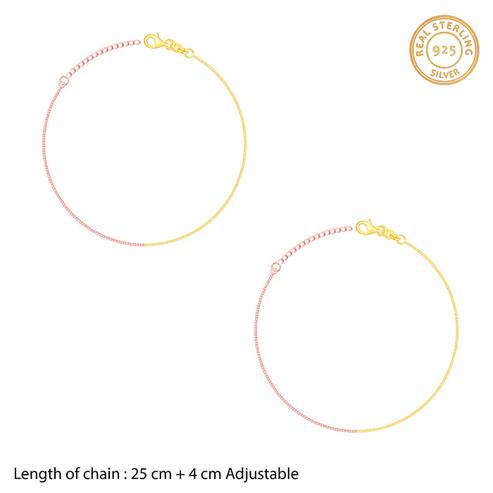 Rose Gold And Golden Cable Chain Anklet - Image 3