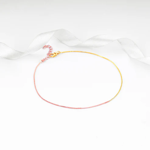 Rose Gold And Golden Cable Chain Anklet - Image 4