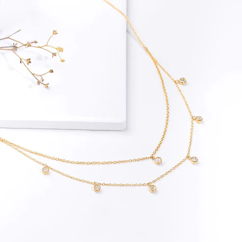 Golden Dual Layer Zircon Necklace