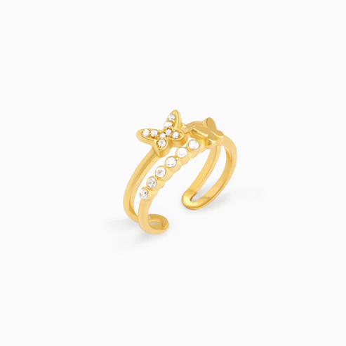 Golden Butterfly In Love Ring - Image 2