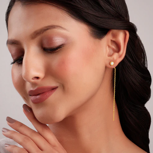 Golden Bling Sui Dhaga Earrings - Image 3