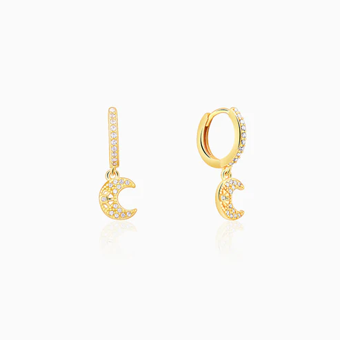 Golden Beautiful Moon Hoop Earrings - Image 2