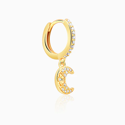 Golden Beautiful Moon Hoop Earrings - Image 4