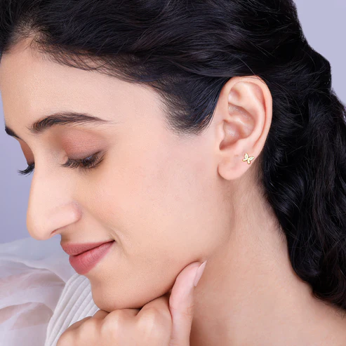 Golden Butterfly Tiny Studded Affair Earrings - Image 5