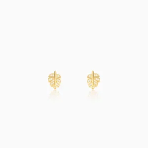 Golden Leaflet Stud Earrings