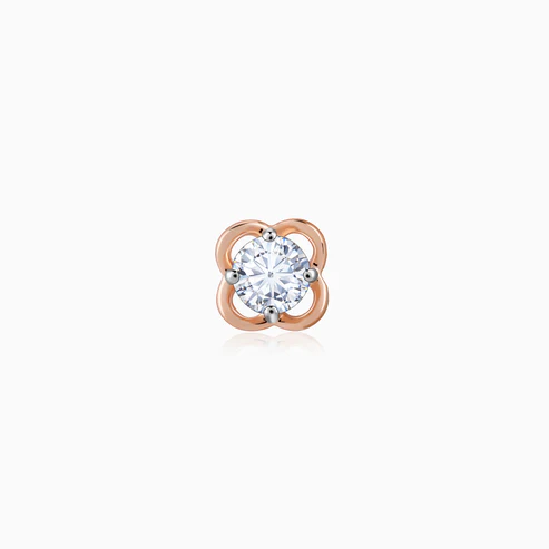 Rose Gold Floral Diamond Nose Pin